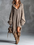 MATHILDE | Fuzzy Hooded Knit Midi Dress