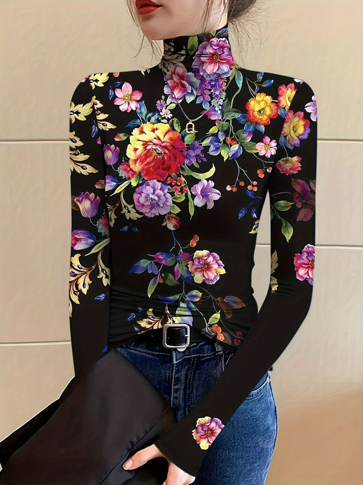 Vivian | Floral High-Neck Turtleneck