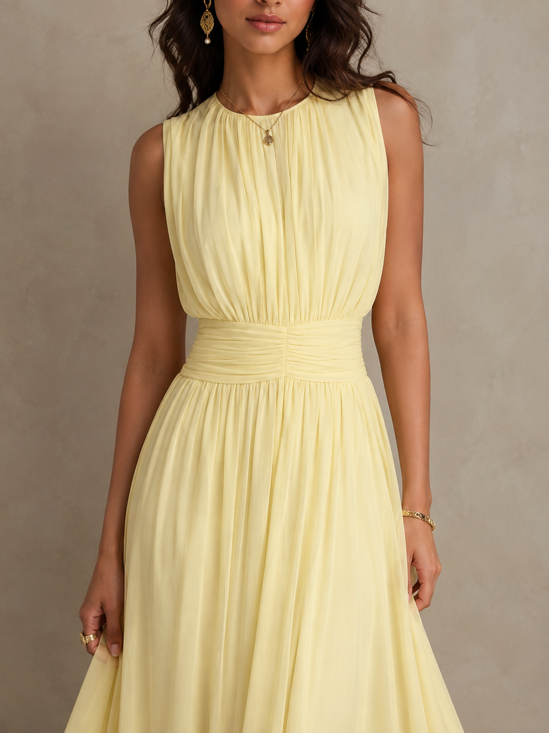 Roxanne Ruched Waist Sleeveless Maxi Dress
