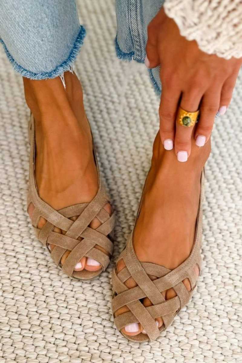 Woven Open-Toe Flat Sandals