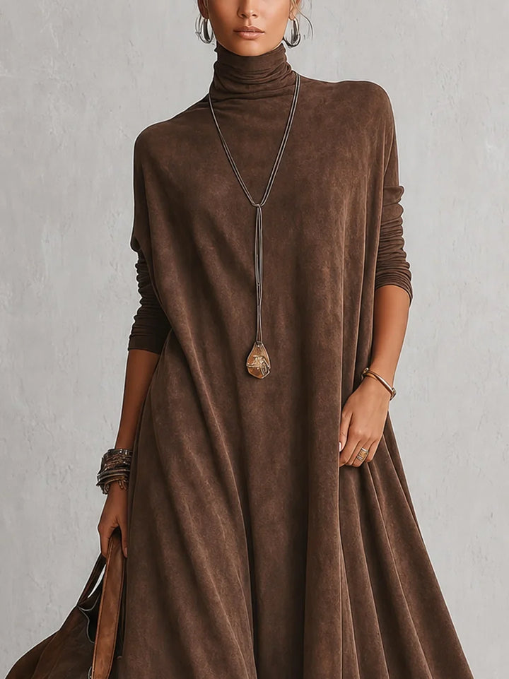 Amy | Suede-Effect Maxi Dress with Lace Hem