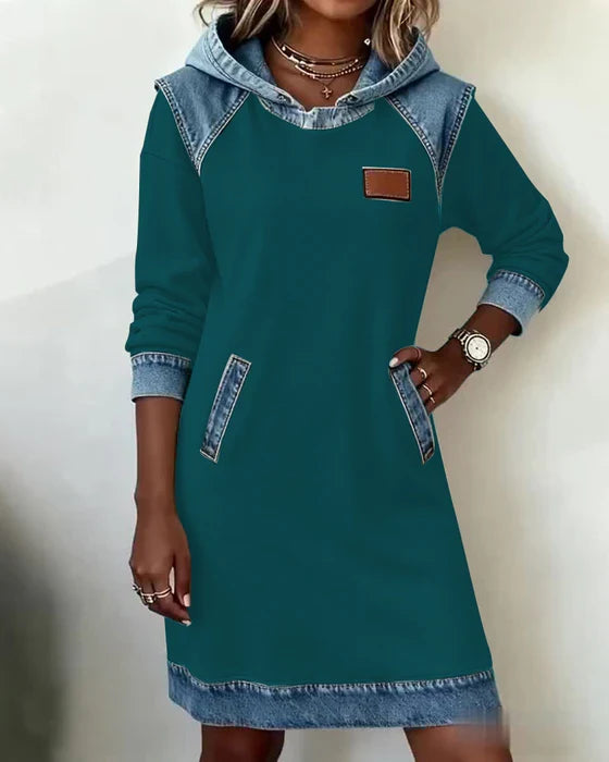 Dolores | Casual Hooded Dress with Contrasting Details