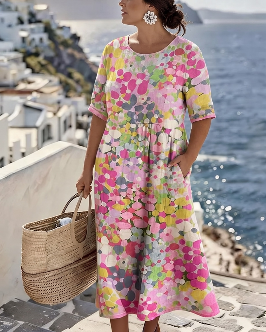 ELENA | ELEGANT FLORAL SUMMER MIDI DRESS