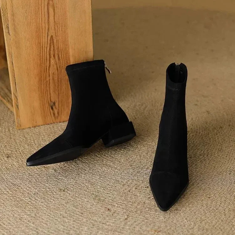 Delphine | Suede Pointed-Toe Ankle Boots