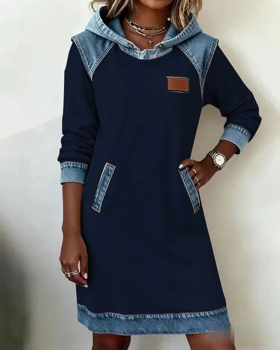 Dolores | Casual Hooded Dress with Contrasting Details