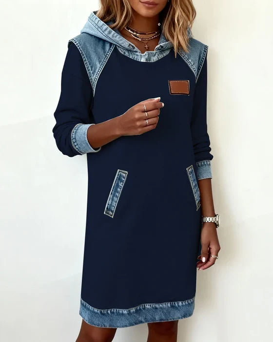 Dolores | Casual Hooded Dress with Contrasting Details