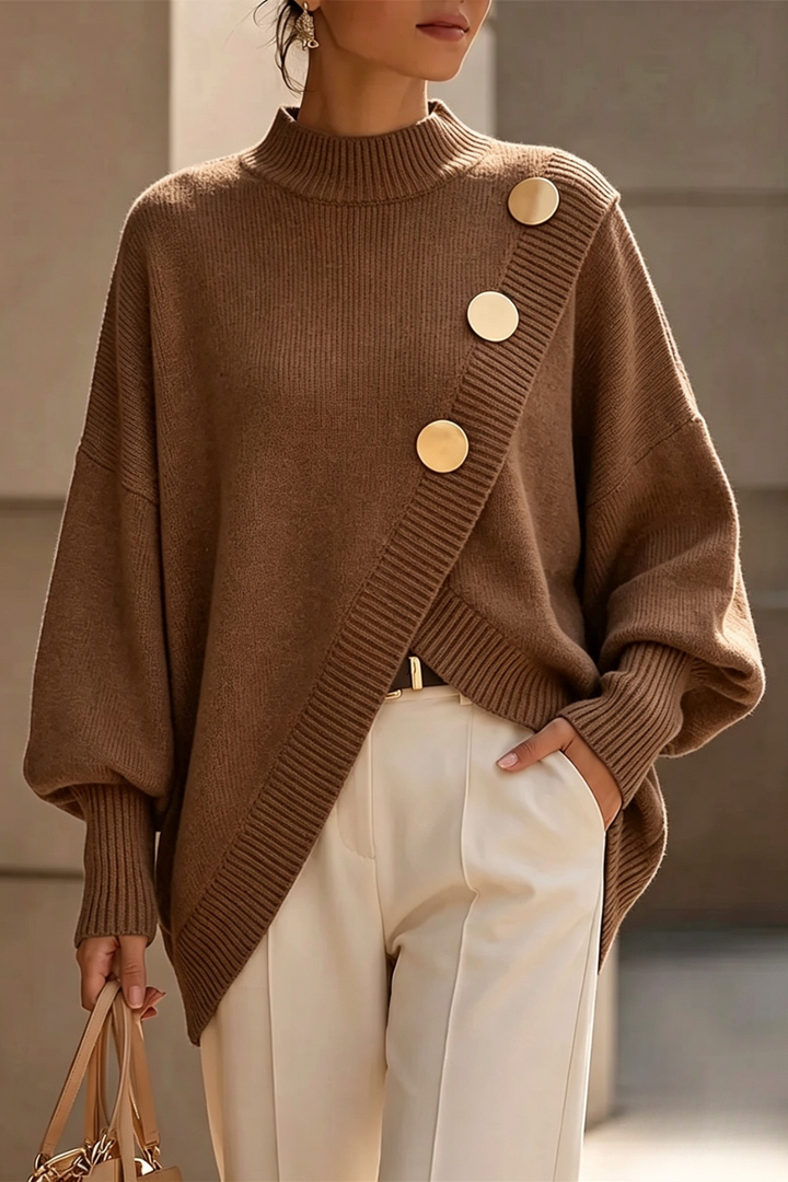 Marisse |  Button Turtleneck Sweater