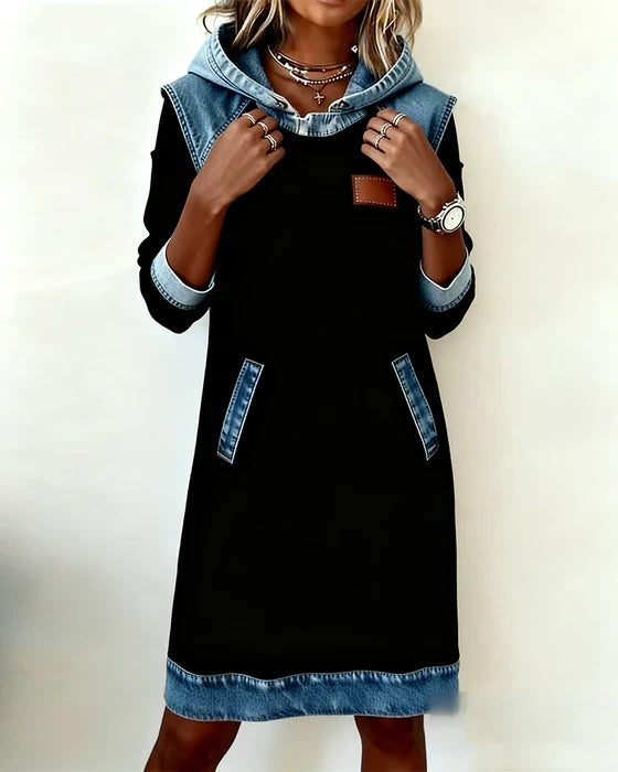 Dolores | Casual Hooded Dress with Contrasting Details