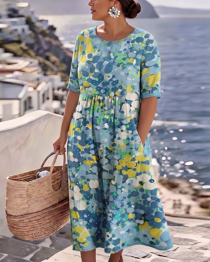 ELENA | ELEGANT FLORAL SUMMER MIDI DRESS