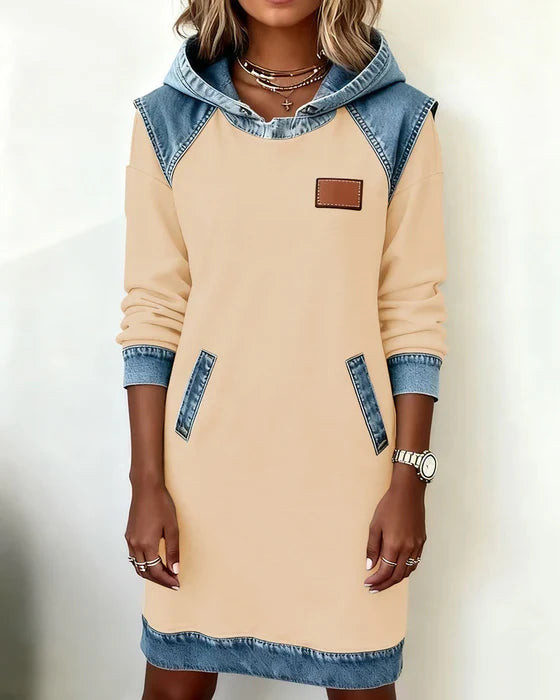 Dolores | Casual Hooded Dress with Contrasting Details