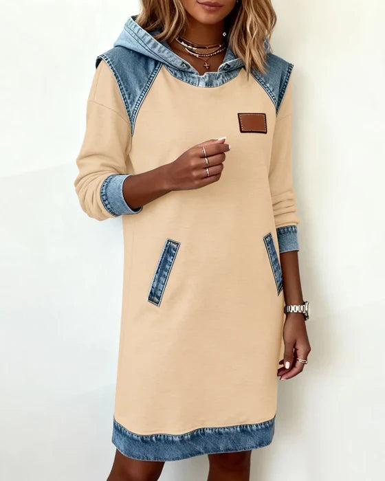 Dolores | Casual Hooded Dress with Contrasting Details