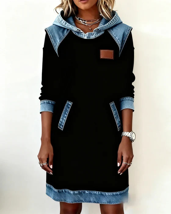 Dolores | Casual Hooded Dress with Contrasting Details