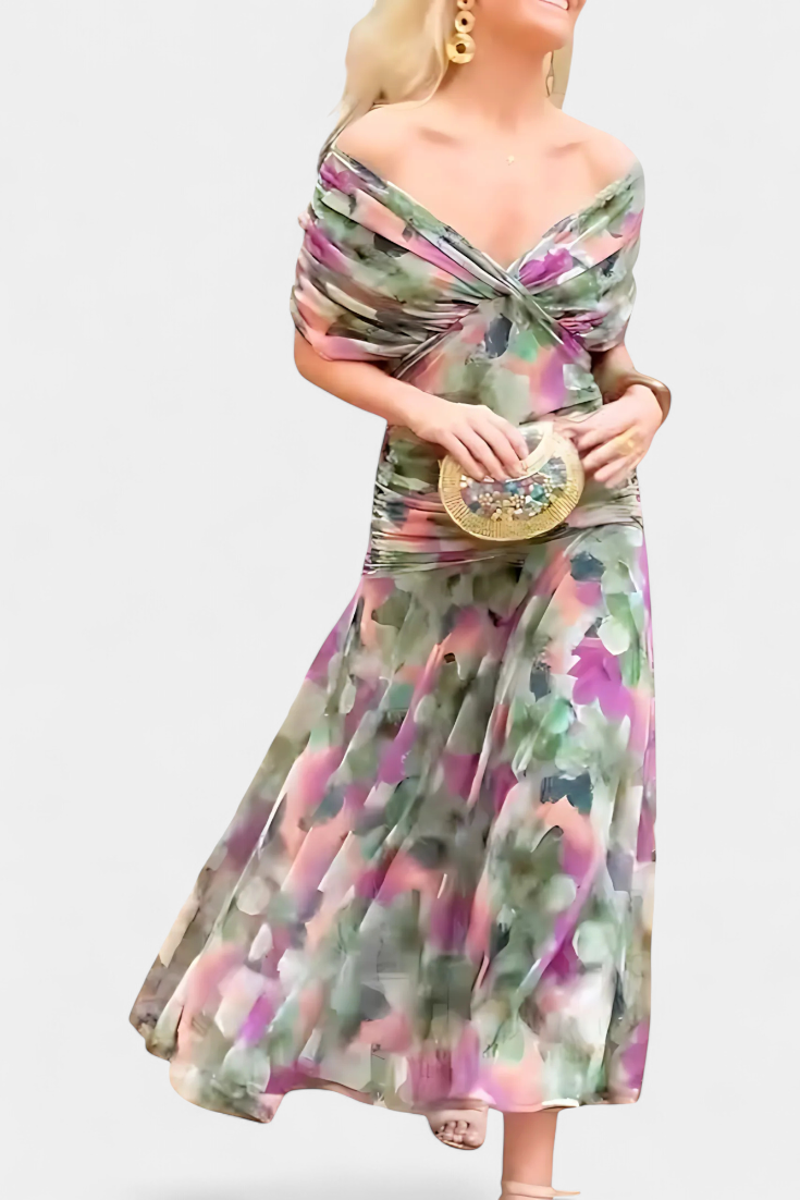 Alondra | Long Floral Dress with V-Neck