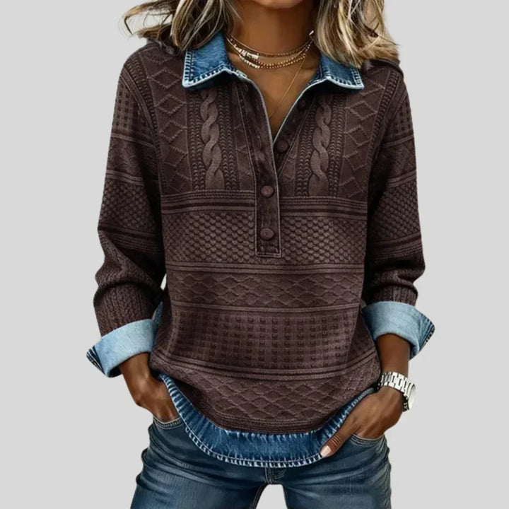 Azalea | Vintage Cable Knit Collared Jumper
