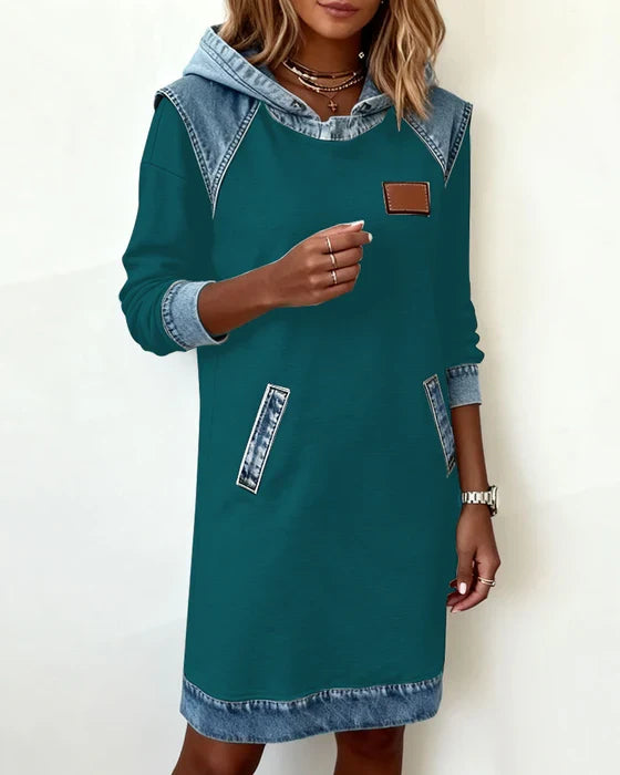 Dolores | Casual Hooded Dress with Contrasting Details
