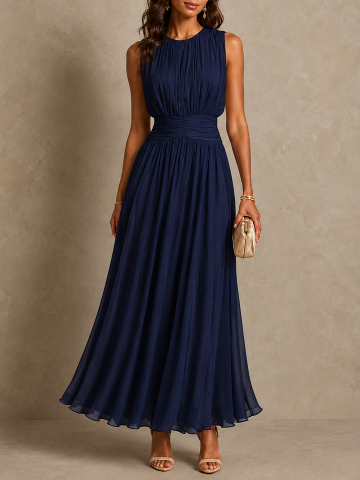 Roxanne Ruched Waist Sleeveless Maxi Dress