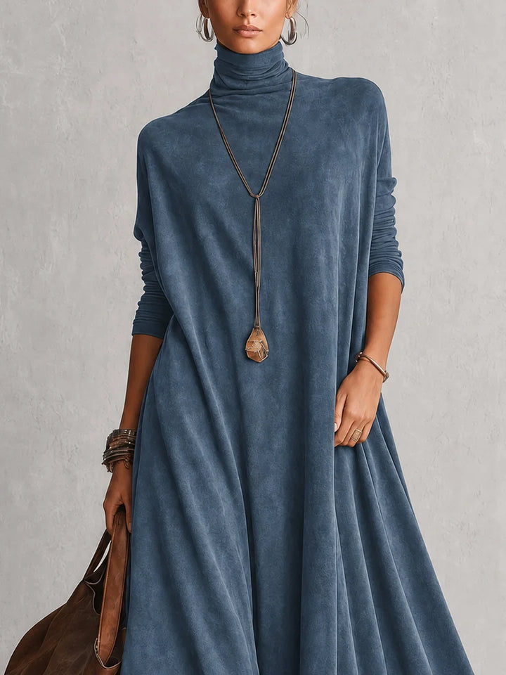 Amy | Suede-Effect Maxi Dress with Lace Hem