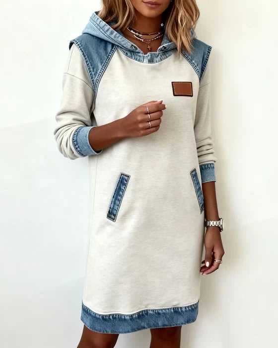 Dolores | Casual Hooded Dress with Contrasting Details