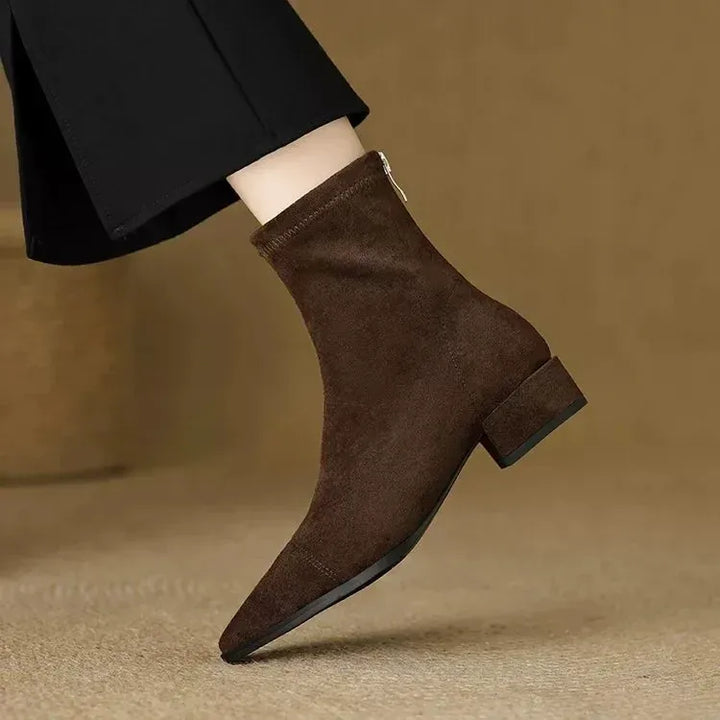 Delphine | Suede Pointed-Toe Ankle Boots
