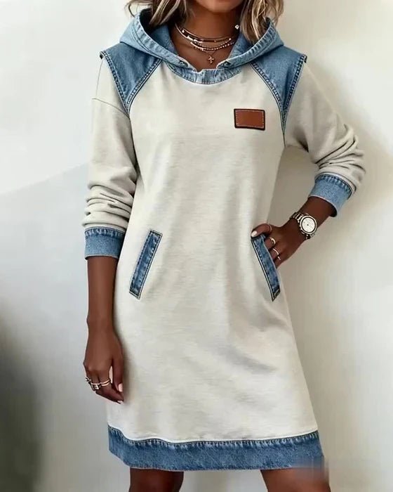Dolores | Casual Hooded Dress with Contrasting Details