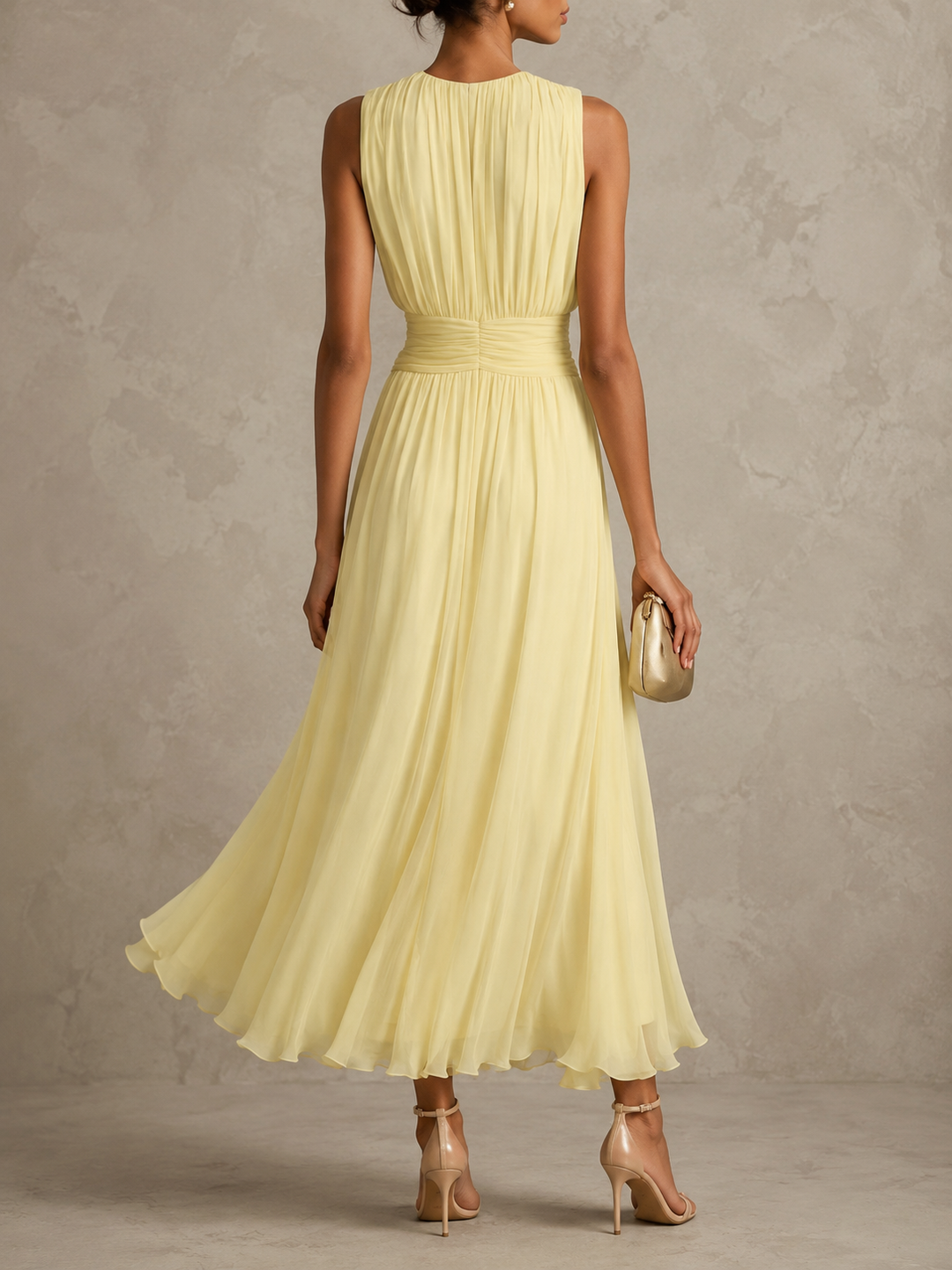 Roxanne Ruched Waist Sleeveless Maxi Dress