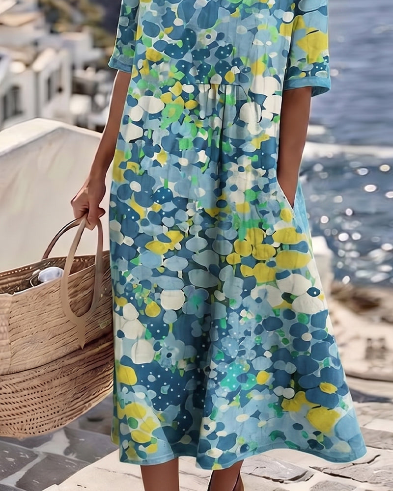 ELENA | ELEGANT FLORAL SUMMER MIDI DRESS