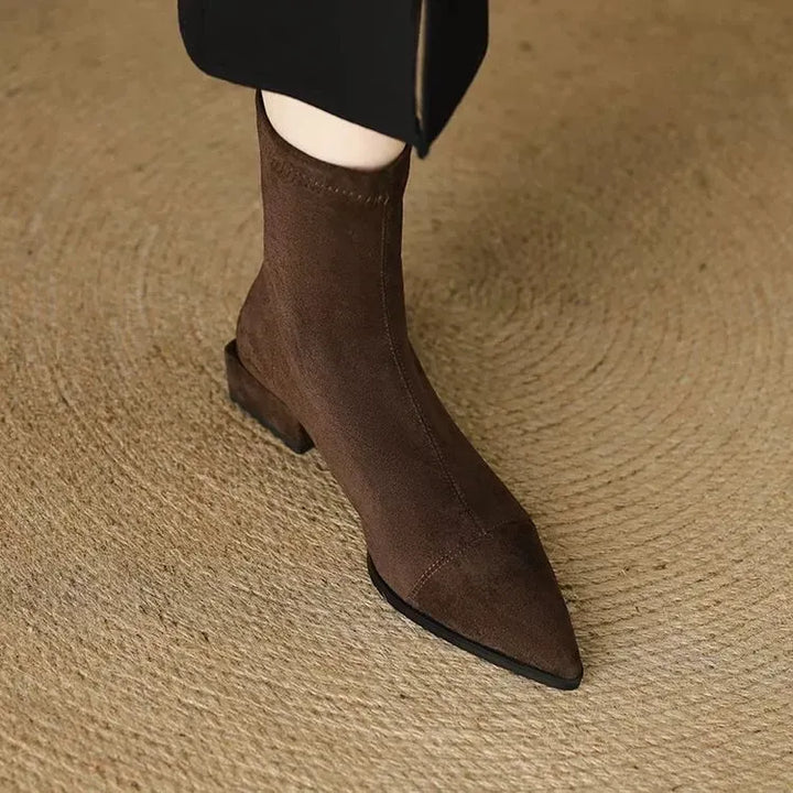 Delphine | Suede Pointed-Toe Ankle Boots