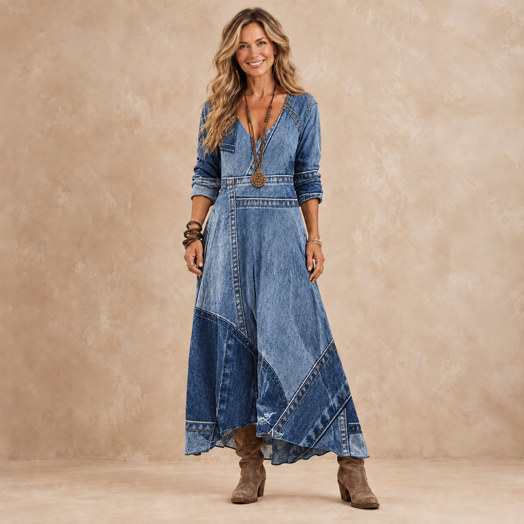 Harper | Denim-Inspired Maxi Dress