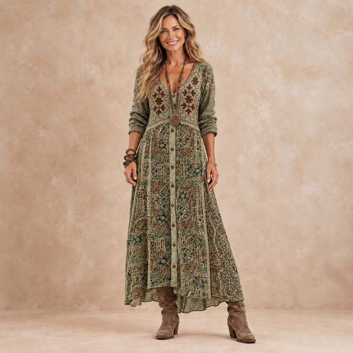 Maribel | Vintage Botanical Maxi Dress