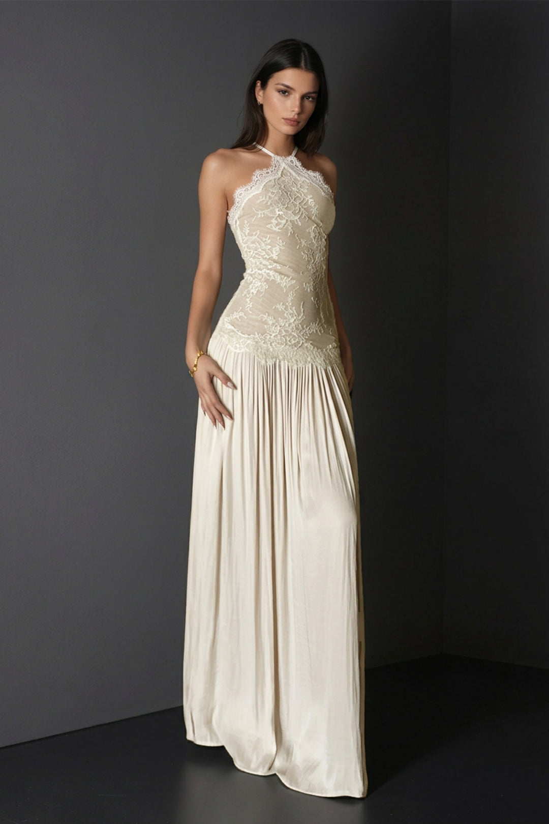 Cadwalader Lace Floral Ruch Maxi Dress