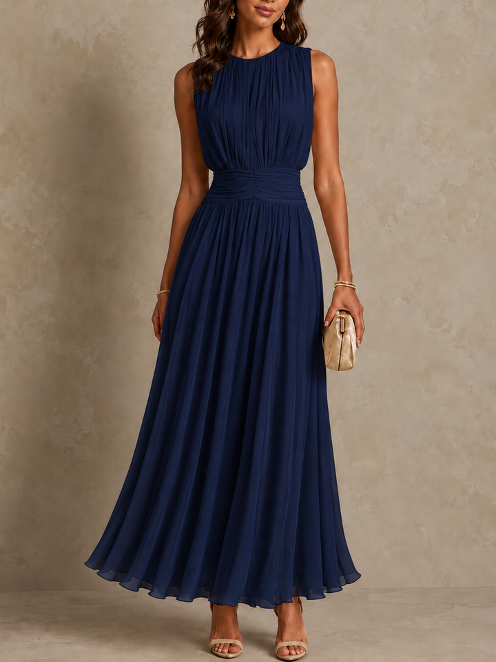 Sarah | Ruched Waist Sleeveless Maxi Dress