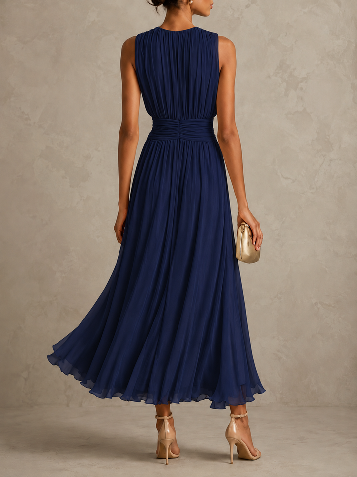 Sarah | Ruched Waist Sleeveless Maxi Dress