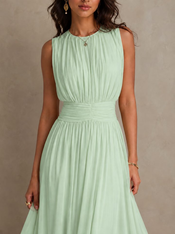 Sarah | Ruched Waist Sleeveless Maxi Dress