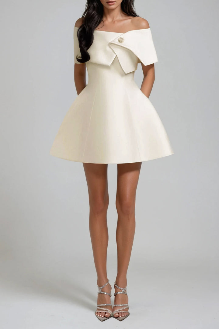 Danielle Off Shoulder Asymmetric Mini Dress