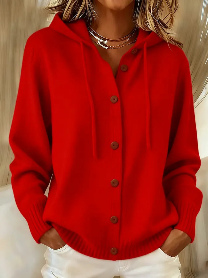 Amanda | Cozy Buttoned Hooded Cardigan