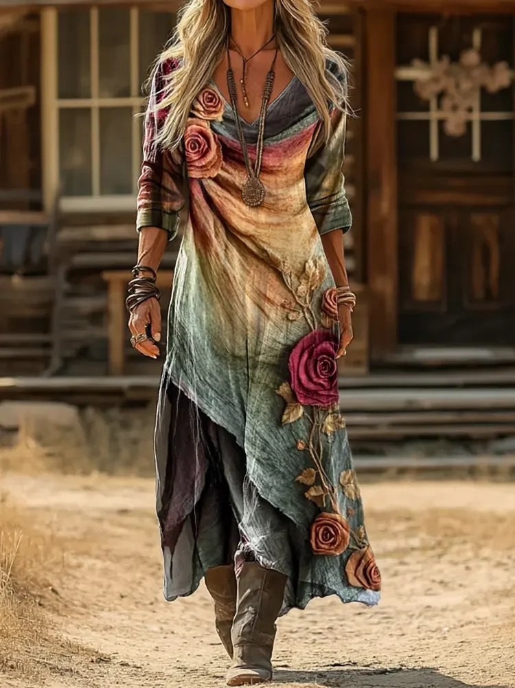 Rosalie | Layered Floral Bohemian Maxi Dress