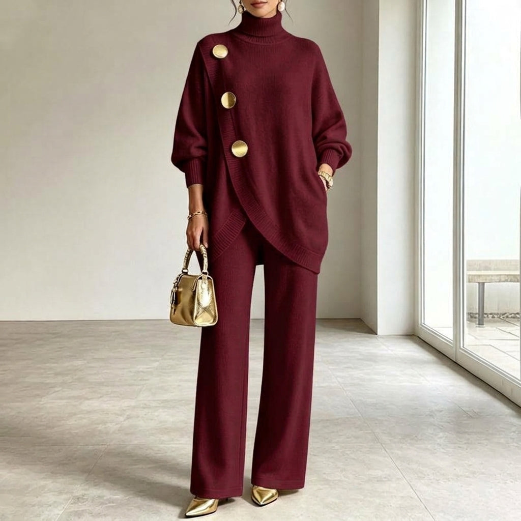Noa | Knit Set – Turtleneck Sweater &amp; Wide-Leg Pants