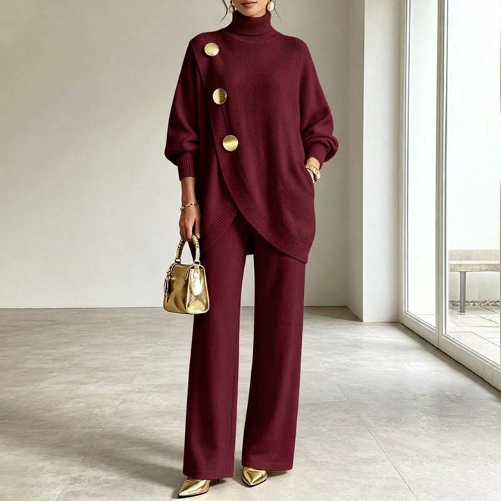 Noa | Knit Set – Turtleneck Sweater &amp; Wide-Leg Pants