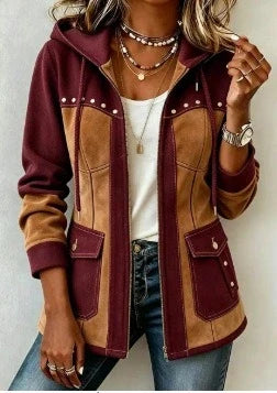 Camille™ | Veste à capuche style patchwork