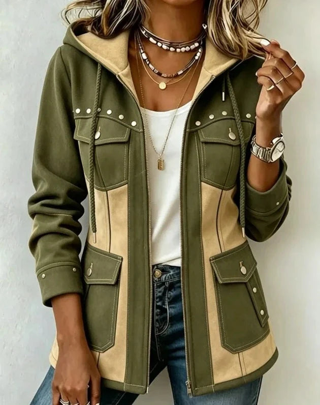 Camille™ | Veste à capuche style patchwork