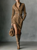 Adelina | Suede Midi Dress