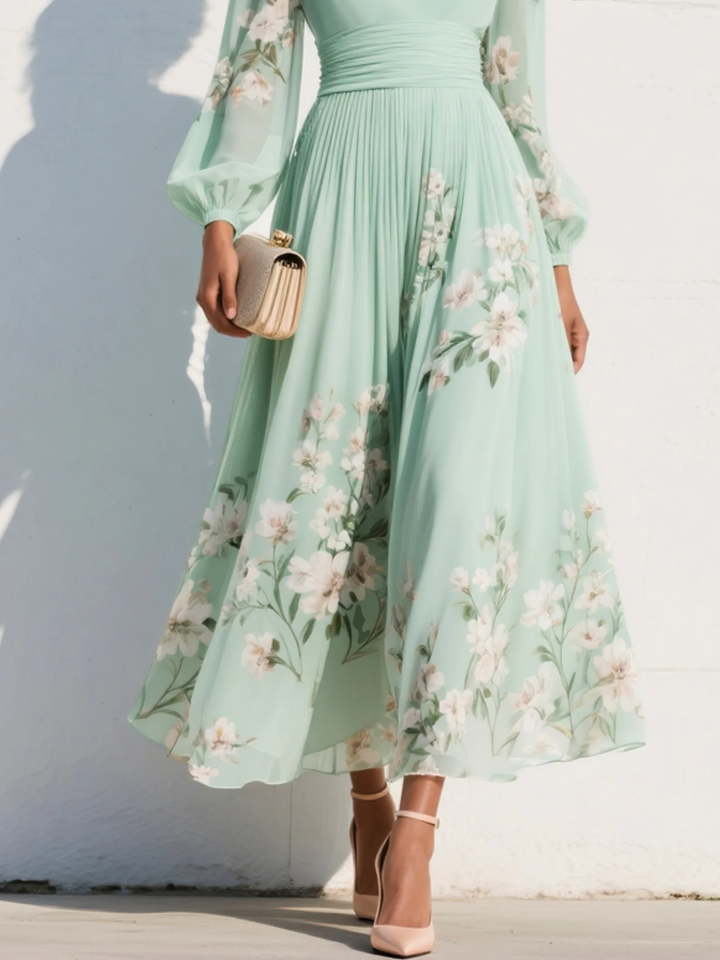 Sylvie | V-Neck Chiffon Floral Midi Dress