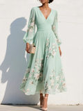 Sylvie | V-Neck Chiffon Floral Midi Dress