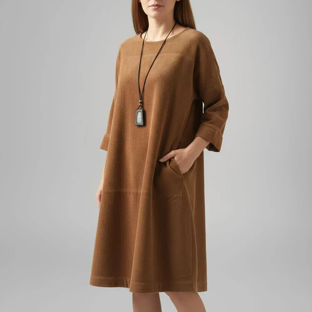 Amy | Relaxed Corduroy Midi Dress