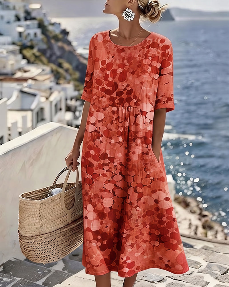 ELENA | ELEGANT FLORAL SUMMER MIDI DRESS
