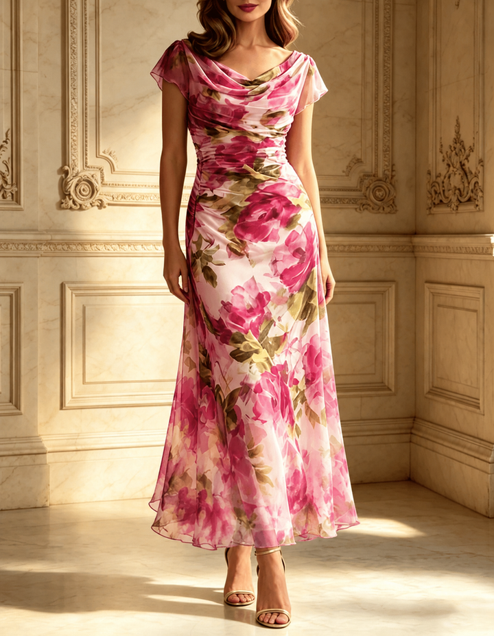 Amy | Floral Chiffon Maxi Dress