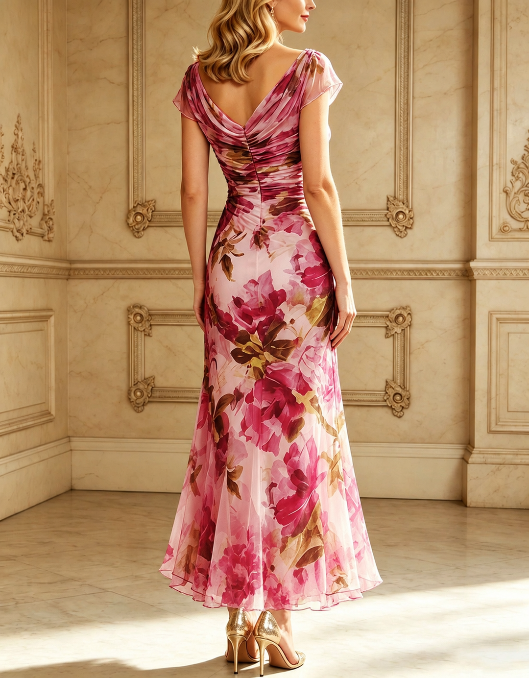 Amy | Floral Chiffon Maxi Dress