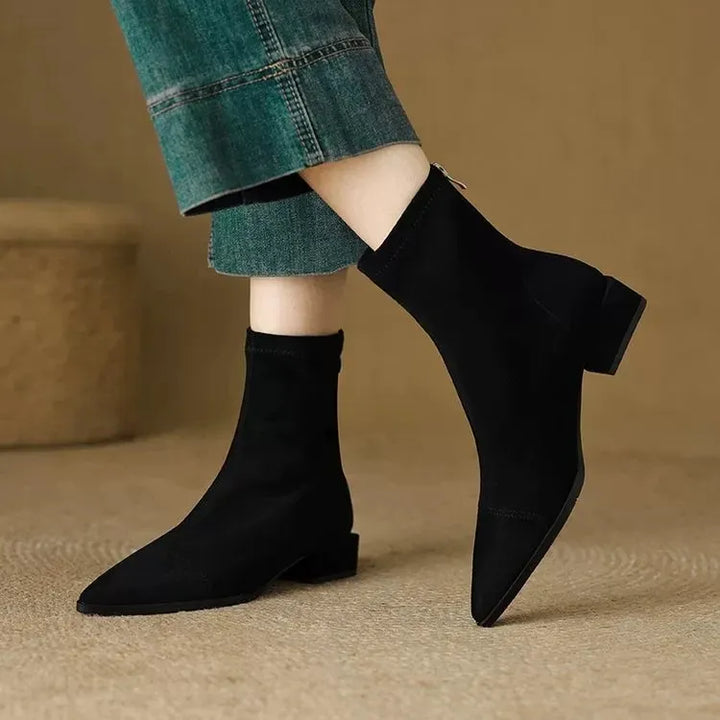 Delphine | Suede Pointed-Toe Ankle Boots