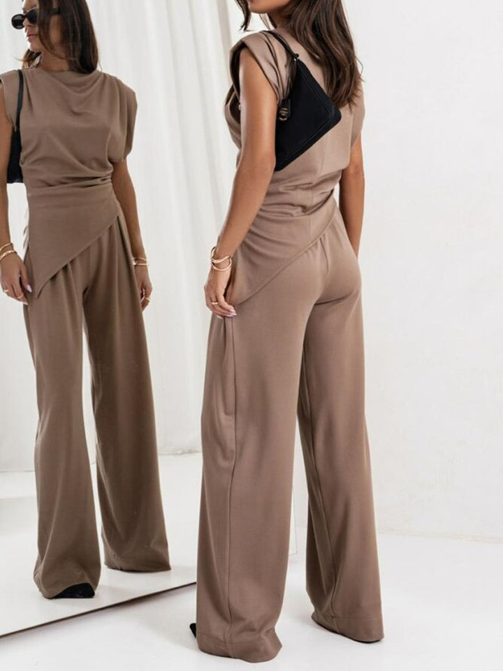 Irregular sleeveless casual two-piece set