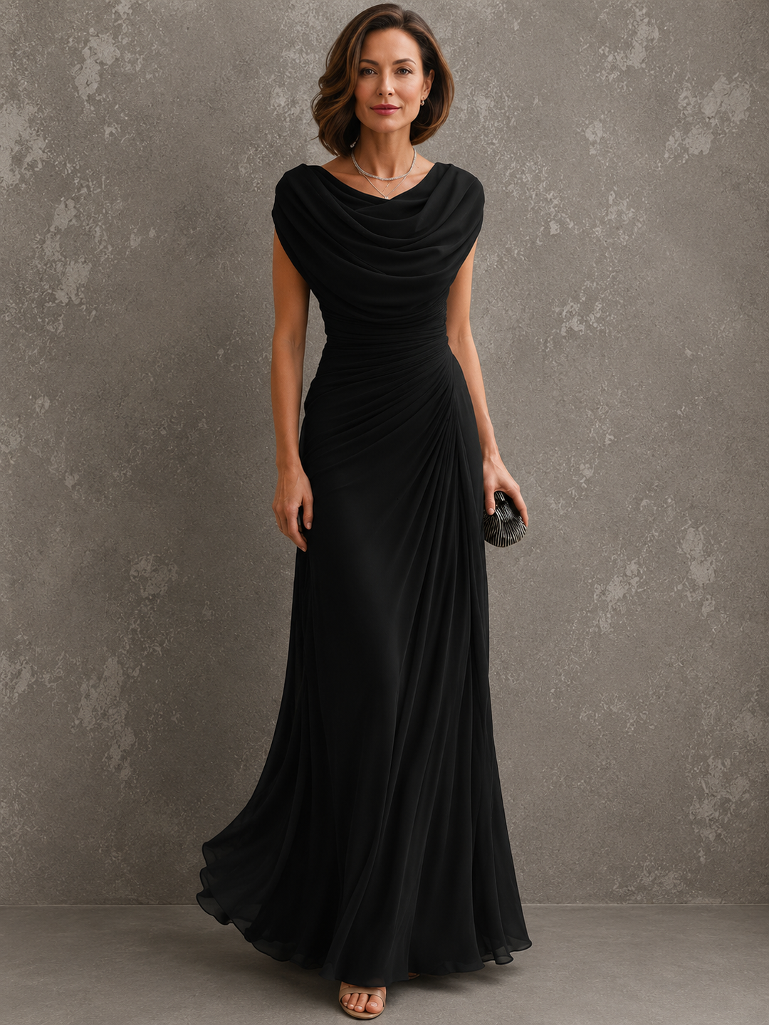 Jilliann | Draped Cowl-Neck Maxi Dress